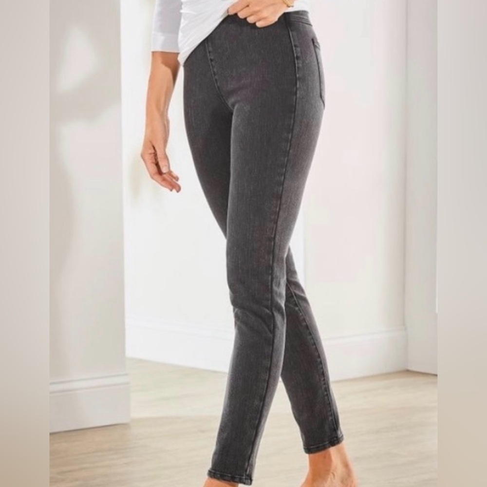 Soft‎ Surroundings Ultimate Denim Pull on Skinny Jeans PM Medium Petite Black